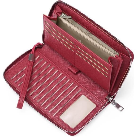 New Womens Wallet RFID Blocking Leather Zip Around Wallet Large Capacity - Picture 1 of 6